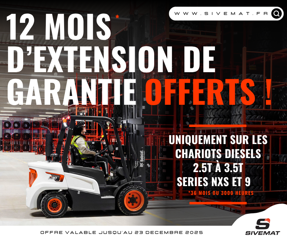 OFFRE SPECIALE EXTENSION 12 MOIS OFFERT SUR L'ACHAT D'UN CHARIOT BOBCAT